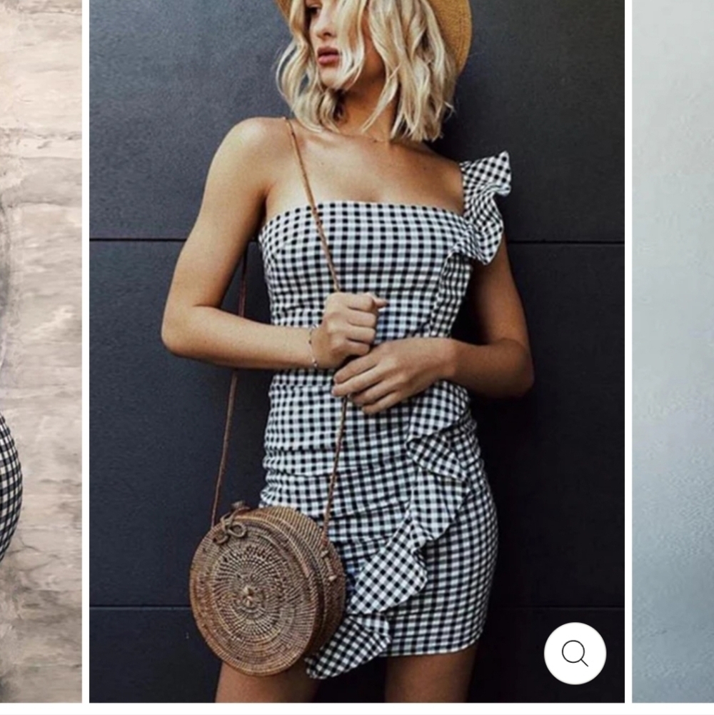 Haute Rogue Gingham Ruffled Fitted Minidress Size S - Picture 5 of 13